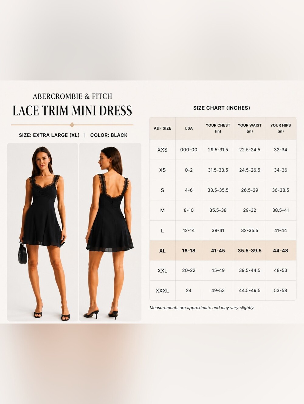 Abercrombie & Fitch Bra-Free Lace-Trim Button-Through Mini Dress | Black | XL - Picture 6 of 10